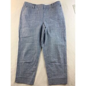Talbots Perfect Crop Pants Womens 8P‎ Blue Cotton Blend Casual Trousers